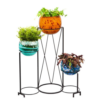 3 Pot Art Glass Planter with Display