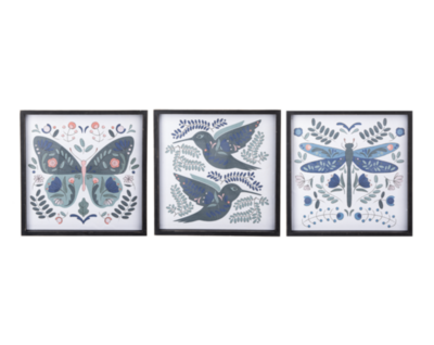 Boho Butterfly, Hummingbird & Dragonfly Textured Wall Decor