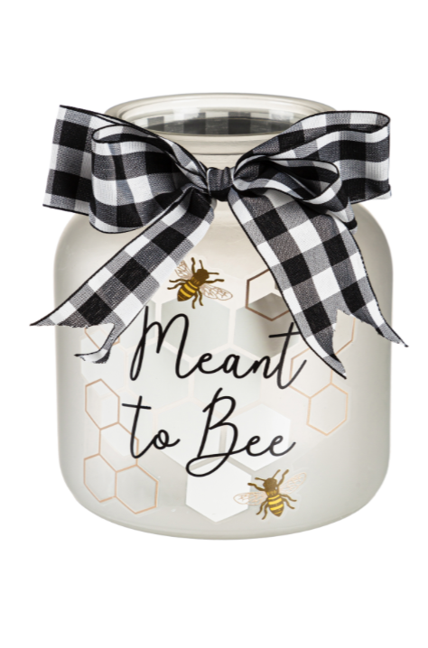 Glass LED Jar with Honeycomb and Bee Design L