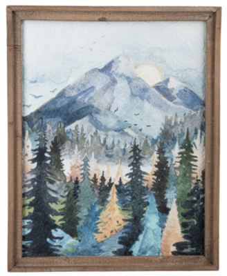 Watercolor Mountain View from the Forest Wall Decor