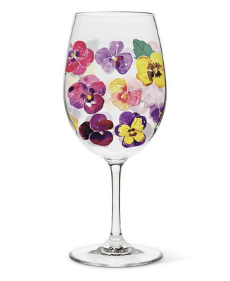 Pansies Wine Glass