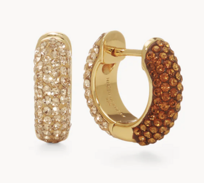 Amber & Gold Sparkle Reversible Hoop Earrings - Small