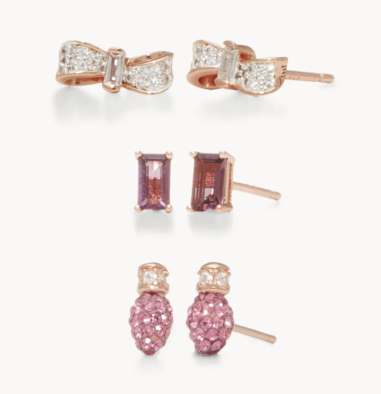FINAL SALE Prismatic Pink Holiday Stud Trio