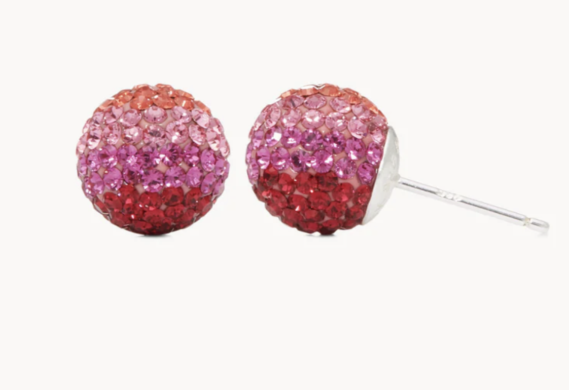 FINAL SALE Prismatic Pink Sparkle Ball Stud 10 mm