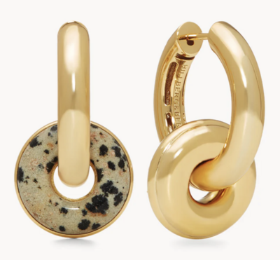 FINAL SALE Lux Dalmation Jasper Reversible Hoop Earrings
