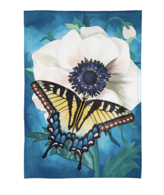 Anemone & Butterfly Applique Garden Flag