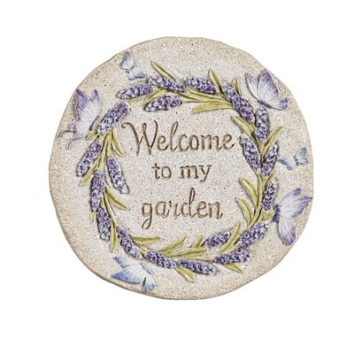 Lavendar Wreath Garden Stone, Welcome to my Garden