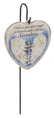 Memorial Plaque Stake - I have a guardian angel in heaven and I call her Grandma