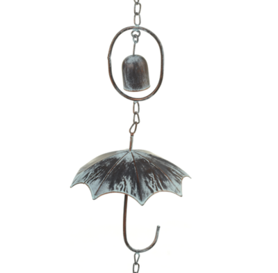 Patina Umbrella Rain Chain with Bells