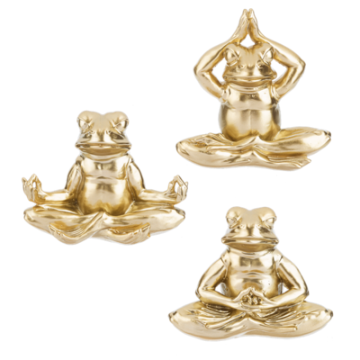 Golden Sitting Yoga Frog Figurines