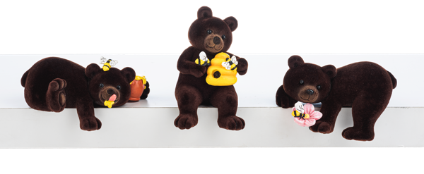 Grizzly Bears and Bee Shelfsitter Figurines