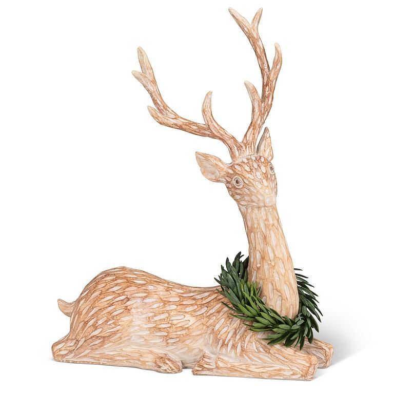 FINAL SALE Laying Deer w/Wreath