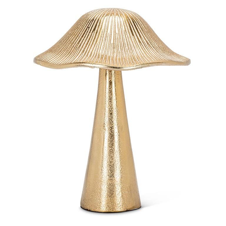 Ribbed Mushroom-Gold-7"H Lg