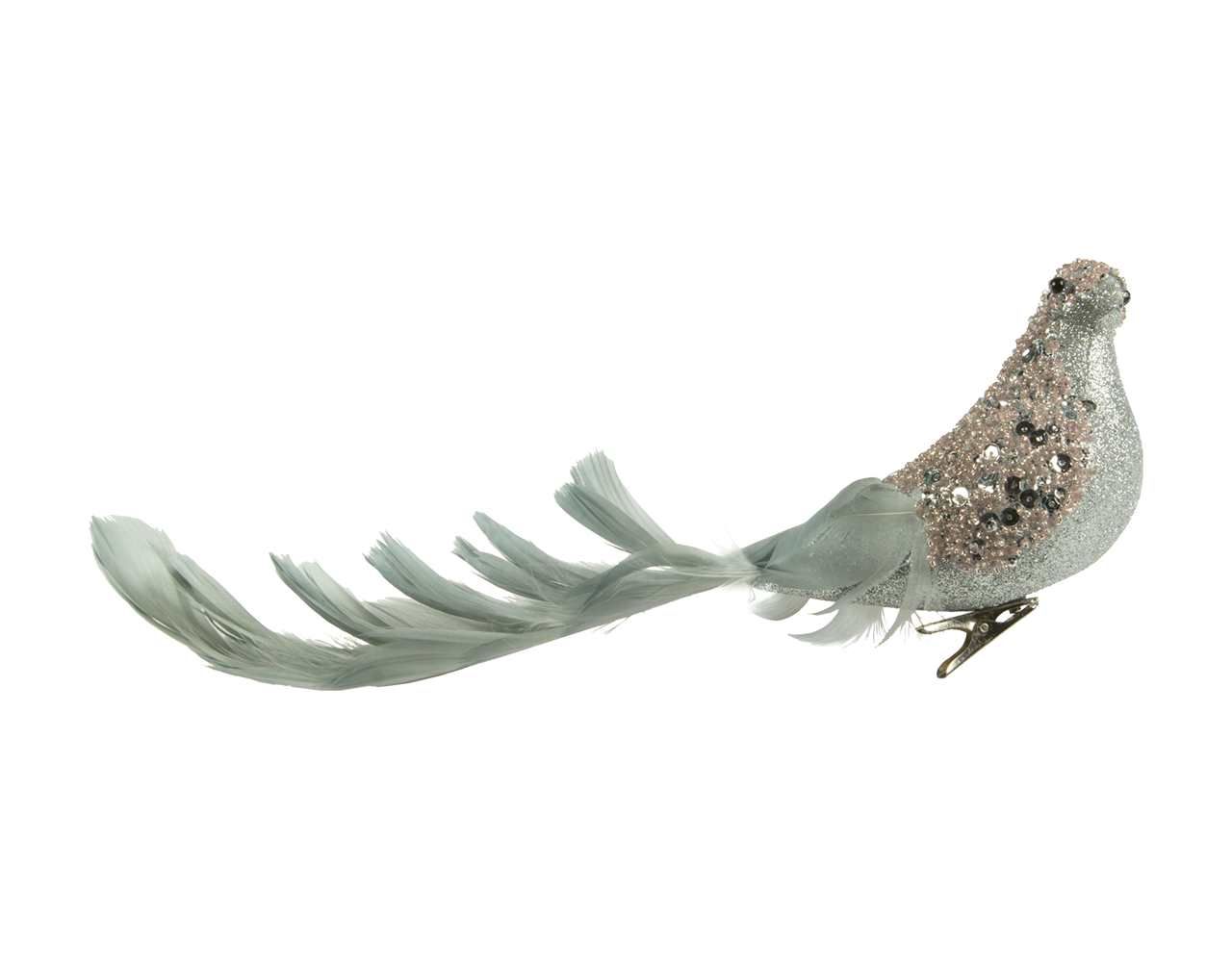 FINAL SALE Silver Clip Bird W/Grey