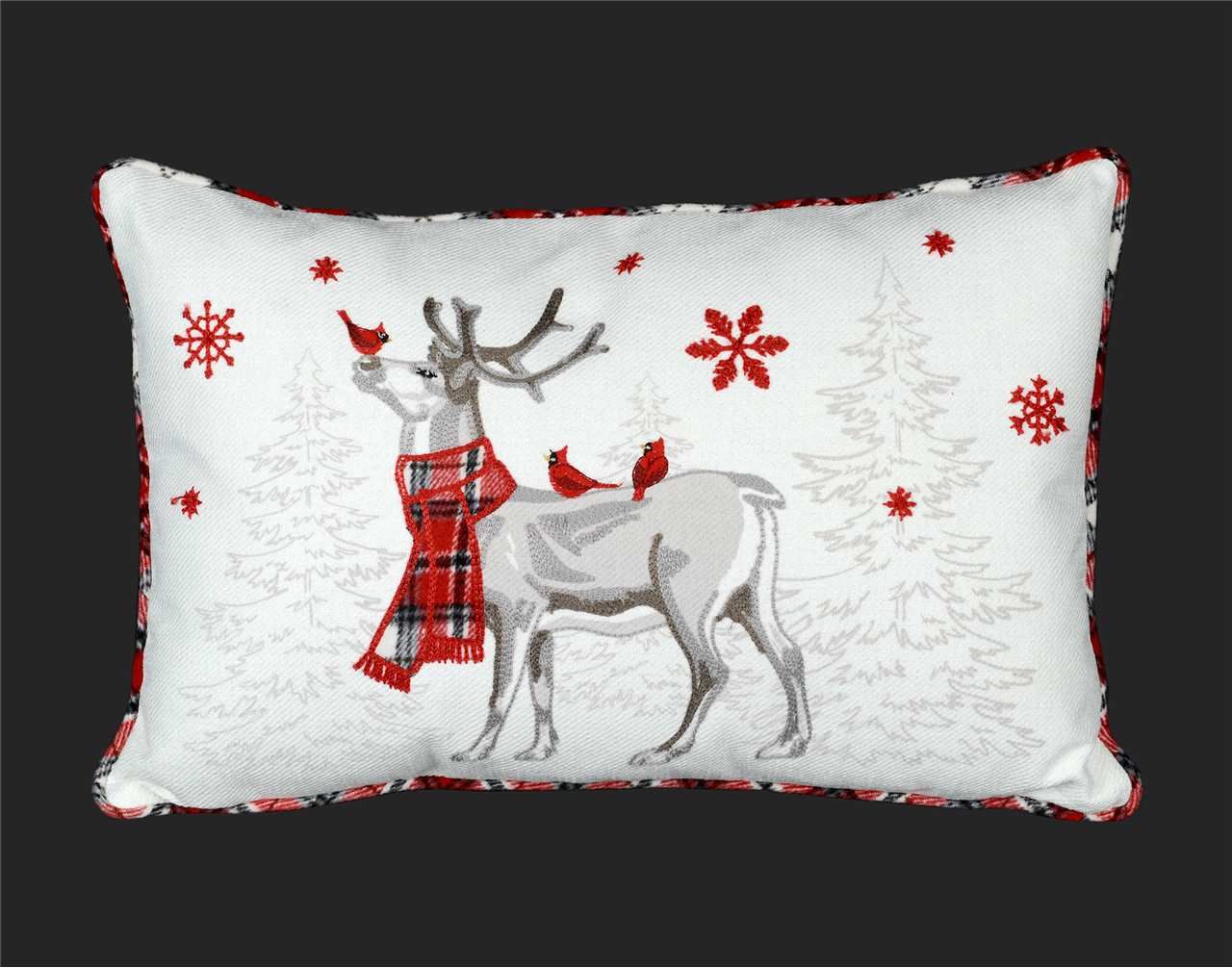 FINAL SALE Reindeer W/Plaid Pillow