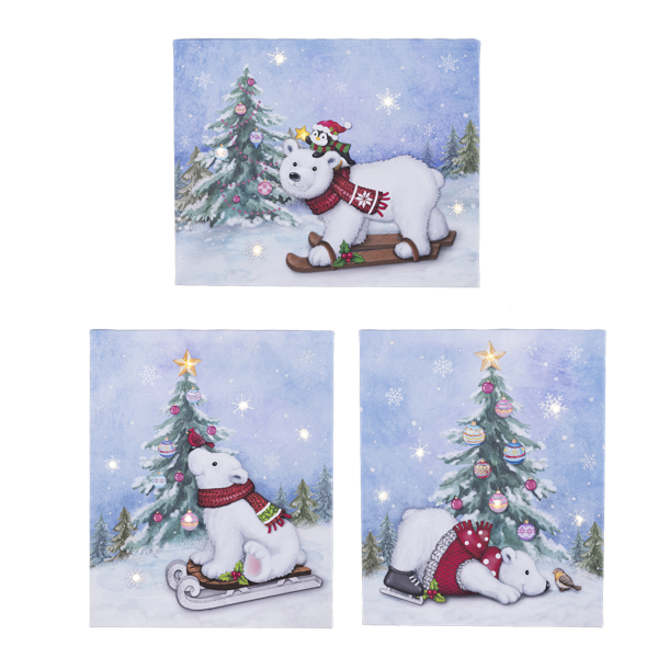 FINAL SALE Christmas Polar Bear Light Up Canvas