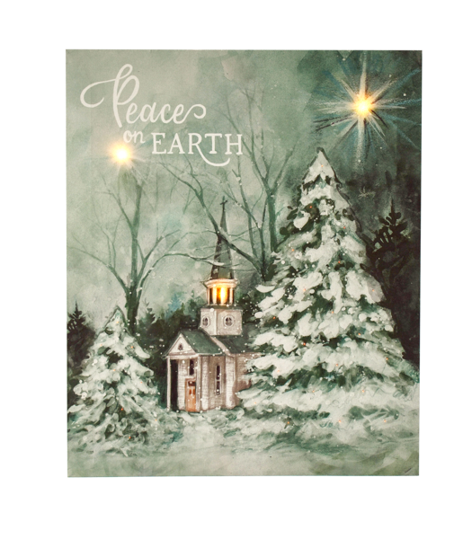 FINAL SALE LED Light Up Church Wall Decor Canvas - Peace on Earth