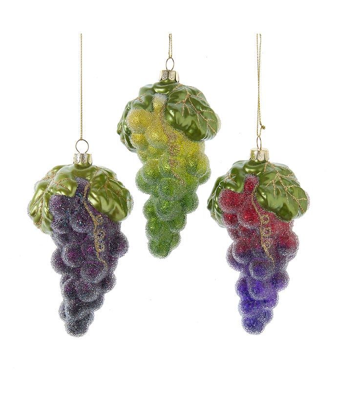 FINAL SALE Glass Frosted Grape Orn