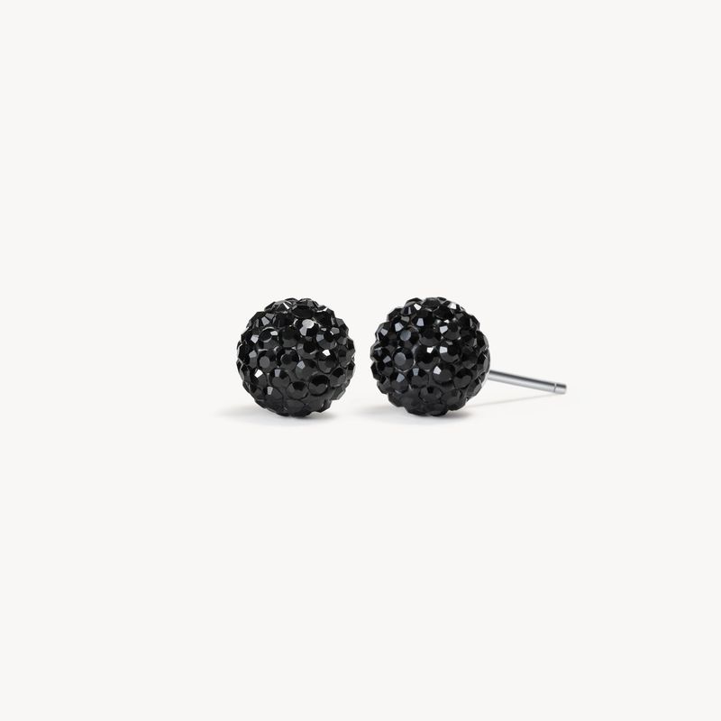 Black Sparkle Ball Stud Earrings 8mm