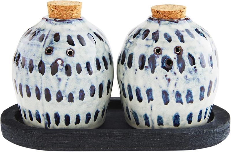 FINAL SALE Blk Reactive Salt Pepper Set