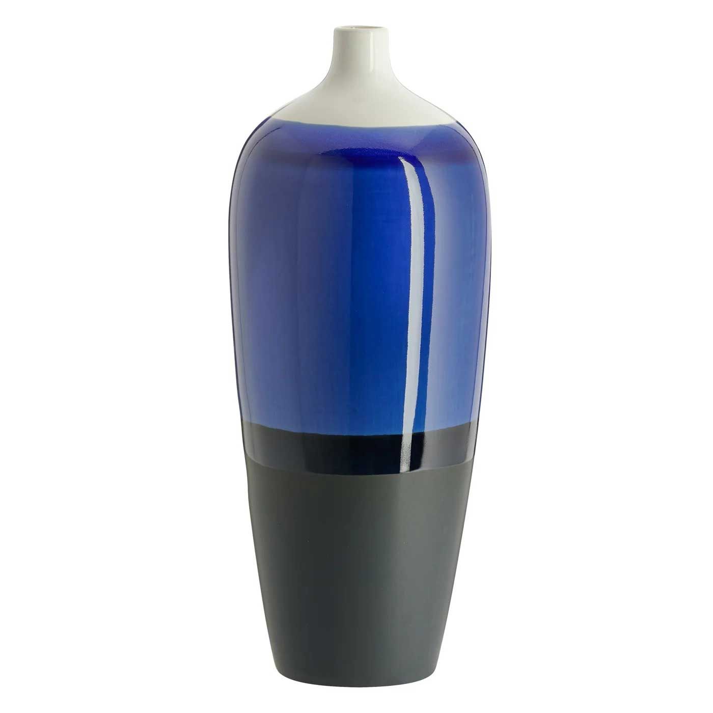 Aura Blue Ombre 18h&quot; Ceramic Vase