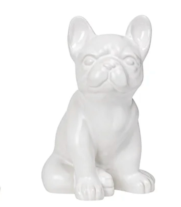 Bulldog Sitting 6h&quot; Ceramic Decor Sculpture- White