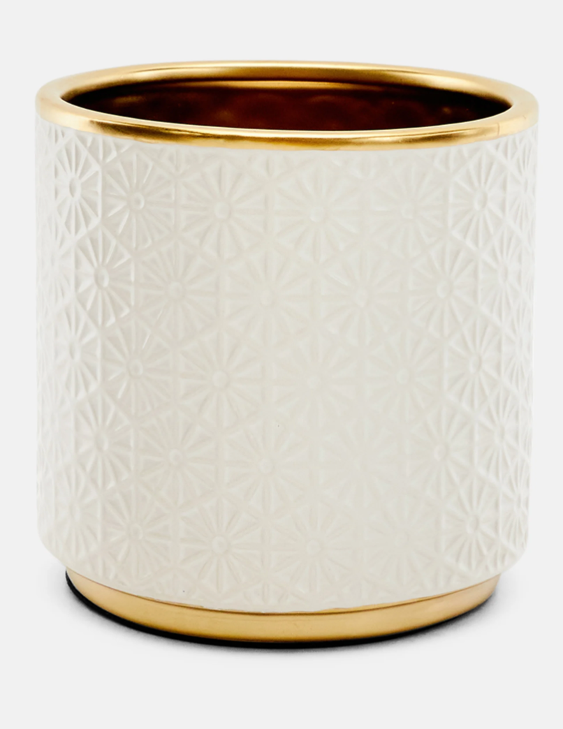 Sol Sunburst Mosaic Gold Trim 9.5&quot;H Ceramic Vase