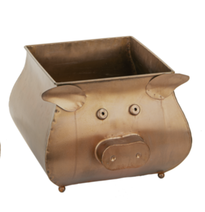 Antique Copper Pig Square Planter