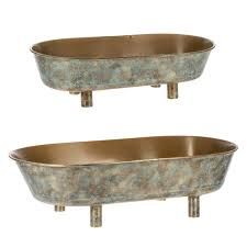 Gold Patina Oval Mod Tub Planter S