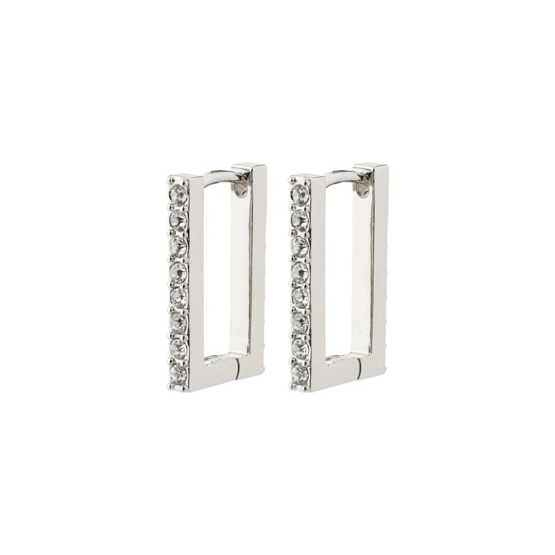 FINAL SALE COBY recycled crystal square hoop earrings silver-plated (50% off)