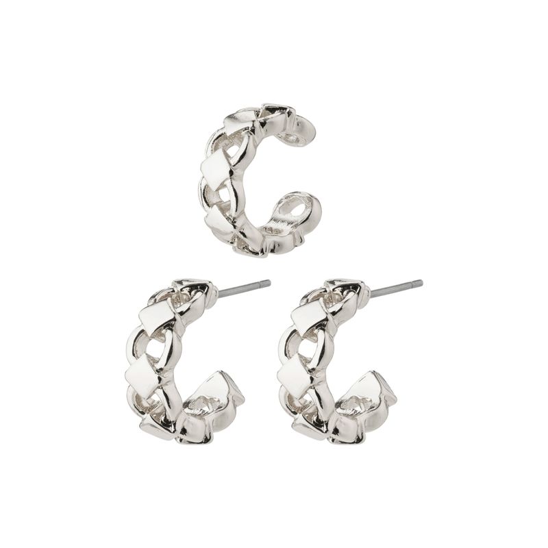 FINAL SALE DESIREE recycled hoop and cuff earrings silver-plated (50% off)