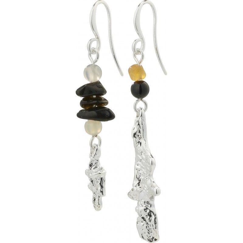 FINAL SALE Flow Asymmetric Earrings Silver Plated (50% off)