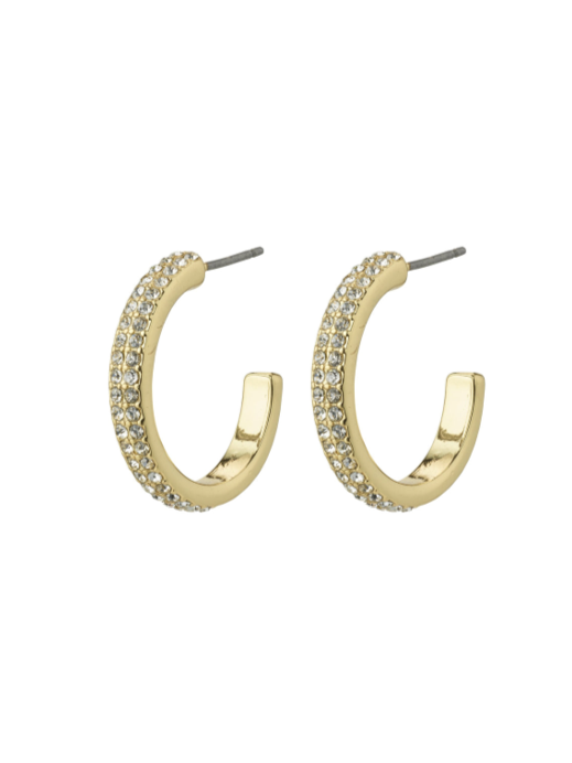 FINAL SALE HEAT recycled crystal hoop earrings gold- plated (50% off)