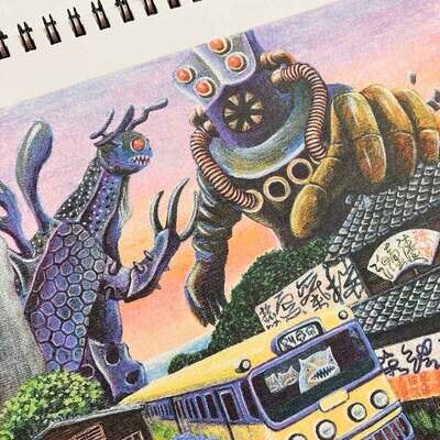 逆柱いみり《総天然色画集 怪獣あの街この街》risograph 畫集