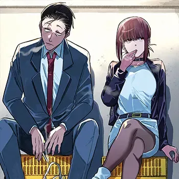 躲在超市後門抽菸的兩人