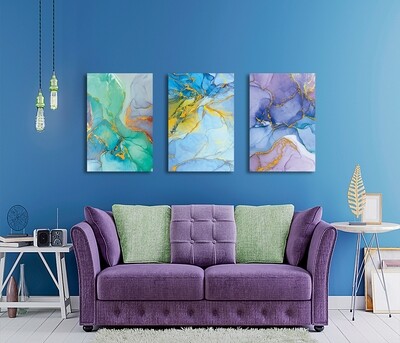 Colourful Abstract Painting  - Modern Luxury Wall art Printed on Acrylic Glass - Frameless and Ready to Hang
