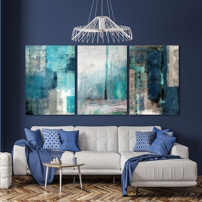 Juan Blue Abstract Arts  - Modern Luxury Wall art Printed on Acrylic Glass - Frameless and Ready to Hang