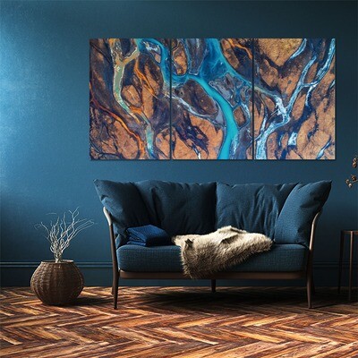 River In Iceland (3 Panels)  - Modern Luxury Wall art Printed on Acrylic Glass - Frameless and Ready to Hang