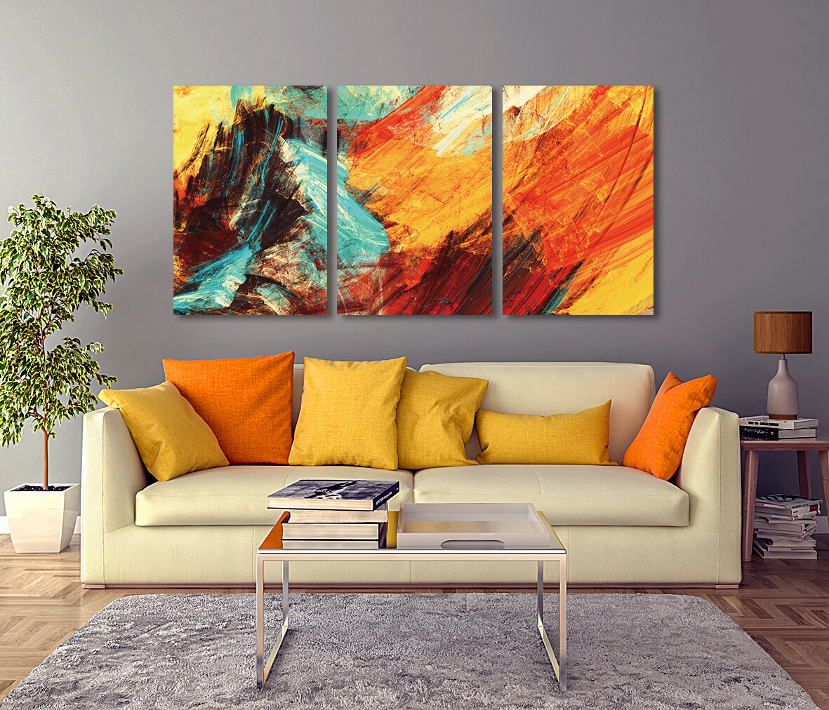 Bright Artistic Splashes - Modern Luxury Wall art Printed on Acrylic Glass - Frameless and Ready to Hang