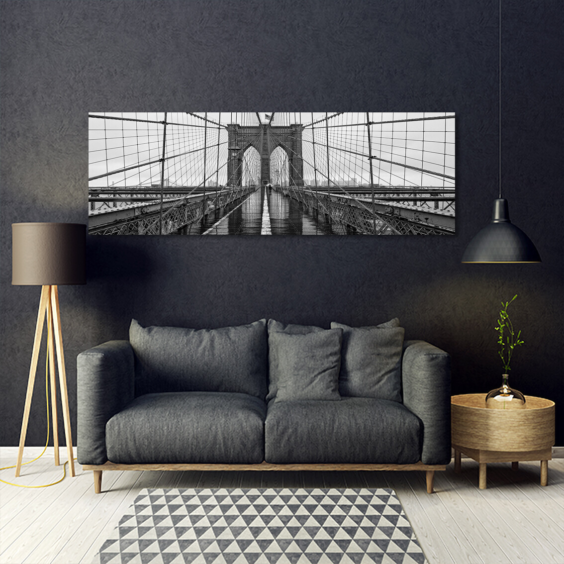 Brooklyn Bridge Black and White - Modern Luxury Wall art Printed on Acrylic Glass - Frameless and Ready to Hang