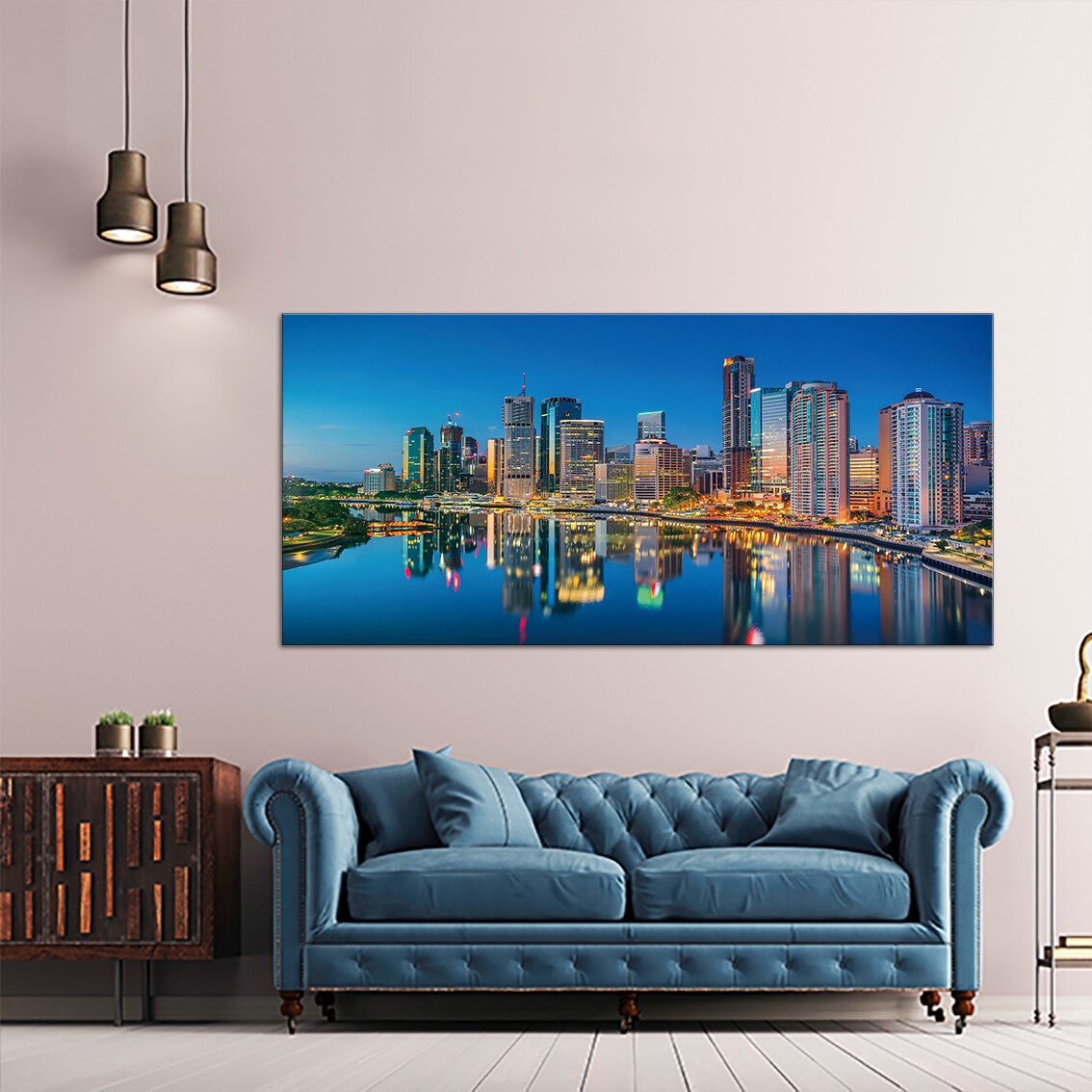 Brisbane Skyline - Modern Luxury Wall art Printed on Acrylic Glass - Frameless and Ready to Hang