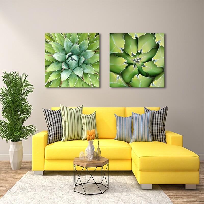 Agave Leaves Green | Printed on Frameless Acrylic Glass- Modern Luxury Acrylic Glass Wall art - Ready to Hang