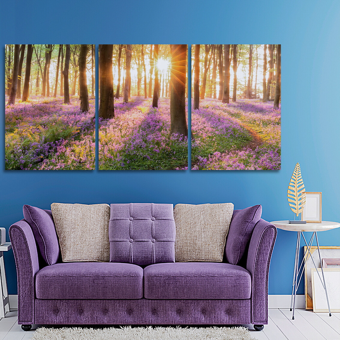 Woodland Bluebell Forest - Modern Luxury Wall art Printed on Acrylic Glass - Frameless and Ready to Hang