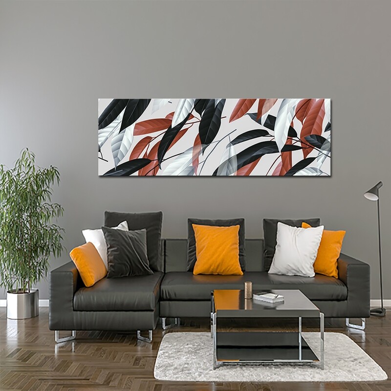 Leaves Panoramic Art  - Modern Luxury Wall art Printed on Acrylic Glass - Frameless and Ready to Hang