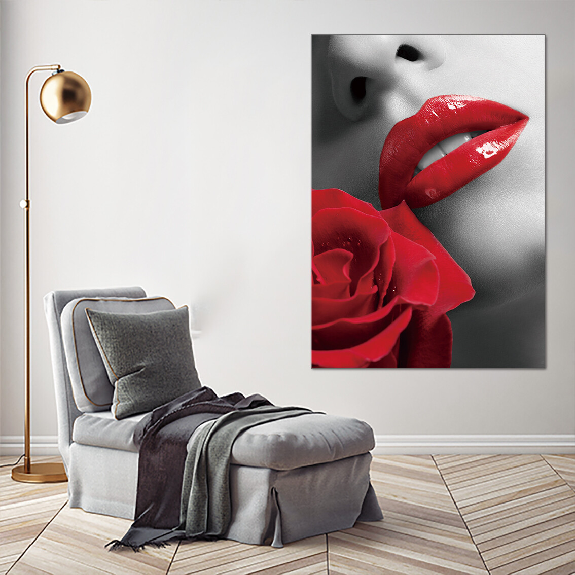 Rose Lip - Modern Luxury Wall art Printed on Acrylic Glass - Frameless and Ready to Hang