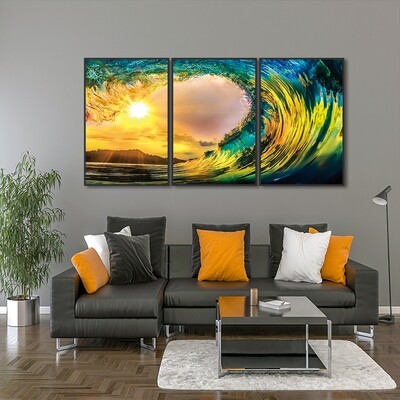 Tropical Sunset ( Framed )  - Modern Luxury Wall art Printed on Acrylic Glass - Framed and Ready to Hang