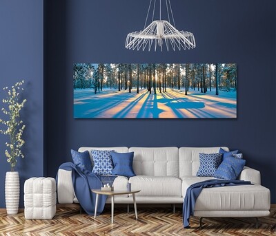 Sunset in a winter forest  - Modern Luxury Wall art Printed on Acrylic Glass - Frameless and Ready to Hang