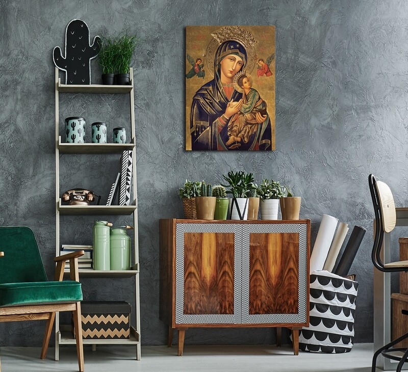 Mother Mary and Baby Jesus Painting - Frameless Christian Wallart - Virgin Mary Picture Printed on Acrylic Glass - Frameless and Ready To Hang