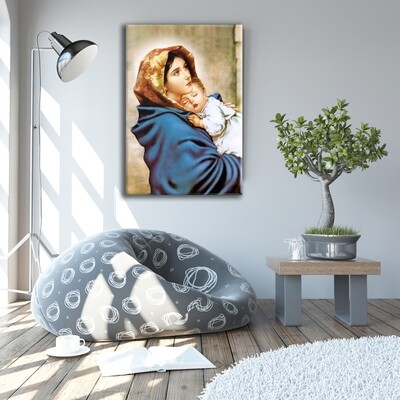 Virgin Mary and Baby Jesus Painting - Modern Frameless Christian Wallart -Mother Mary and Child Jesus Picture Printed on Acrylic Glass |Aluminium Float Frame and Ready To Hang