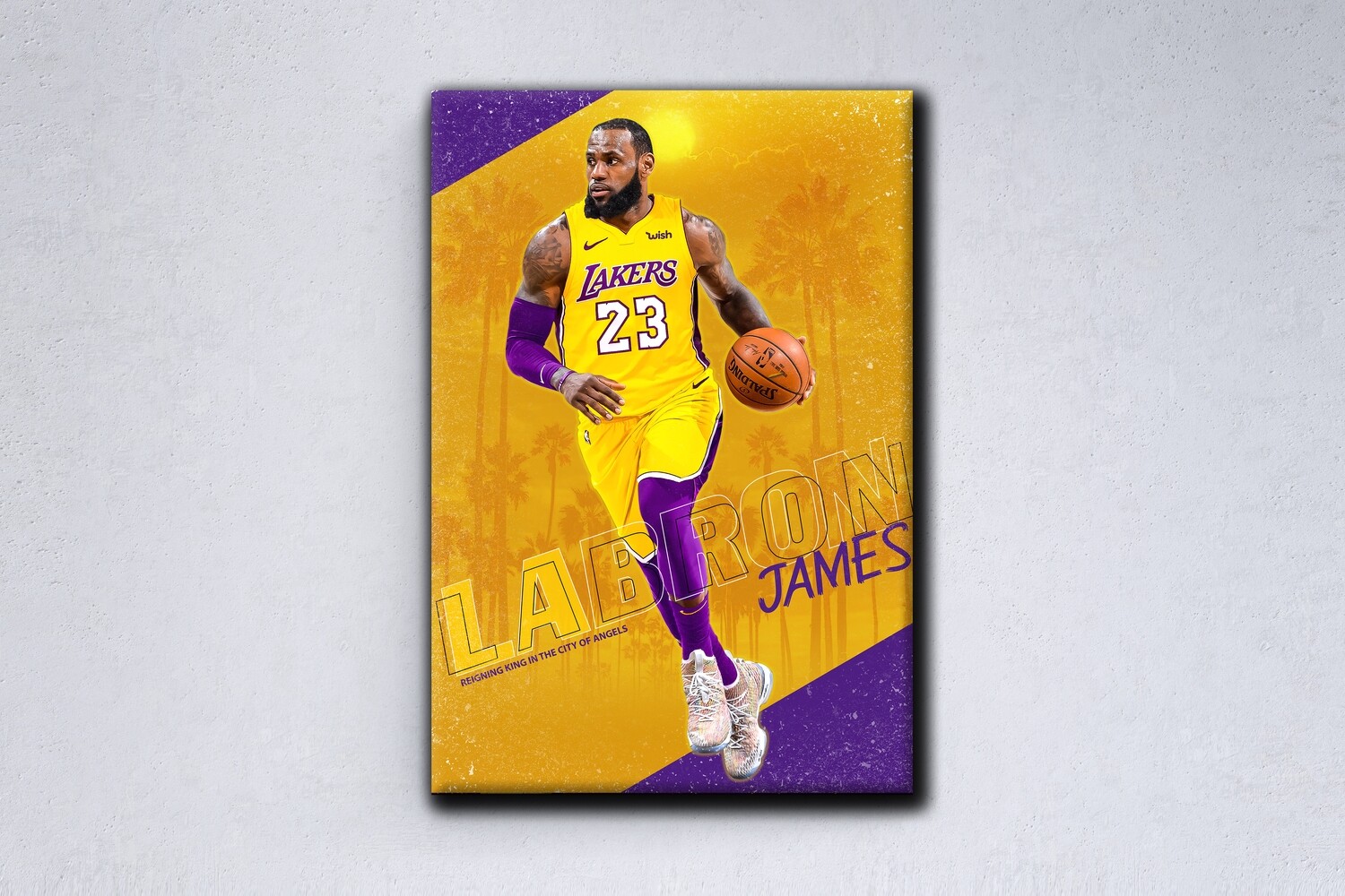 Lakers LeBron James Painting -Sports Wallart -L.A lakers LeBron James Picture Printed on Frameless Acrylic Glass- Ready To Hang